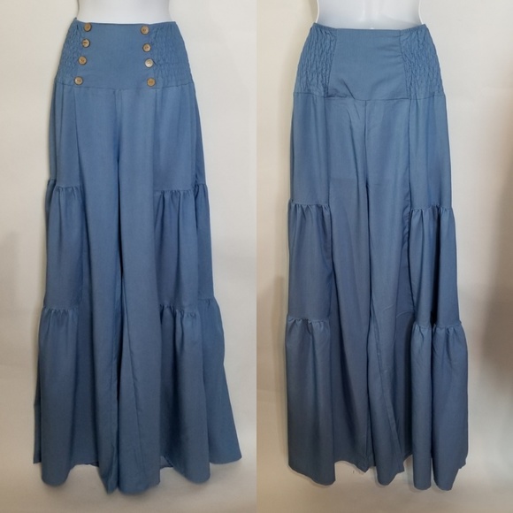 Denim Wide Leg Palazzo Pants - Picture 3 of 8